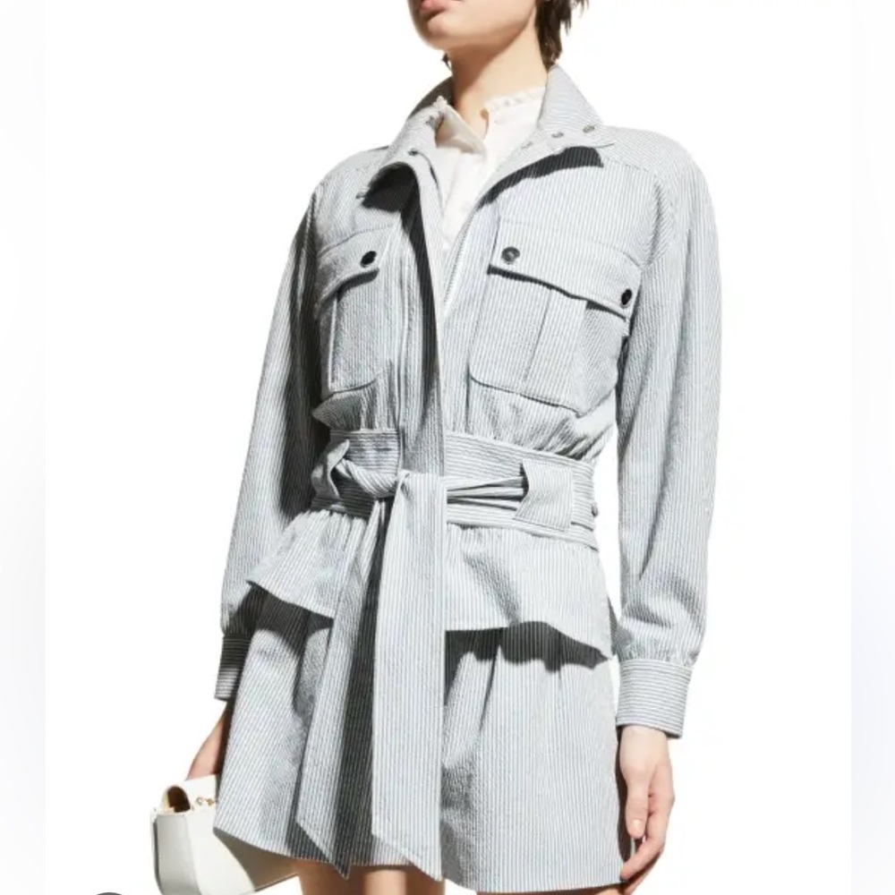 Veronica Beard York Striped Bomber Jacket